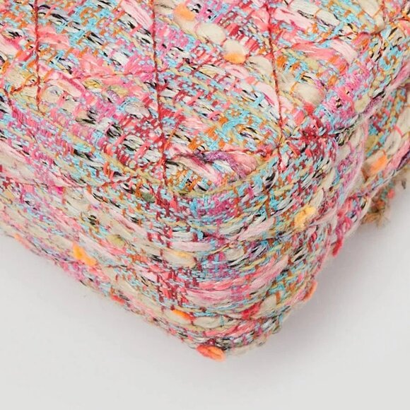 Chanel Pink Multicolor Quilted Tweed Classic Medium Double Flap Bag - Picture 9 of 12